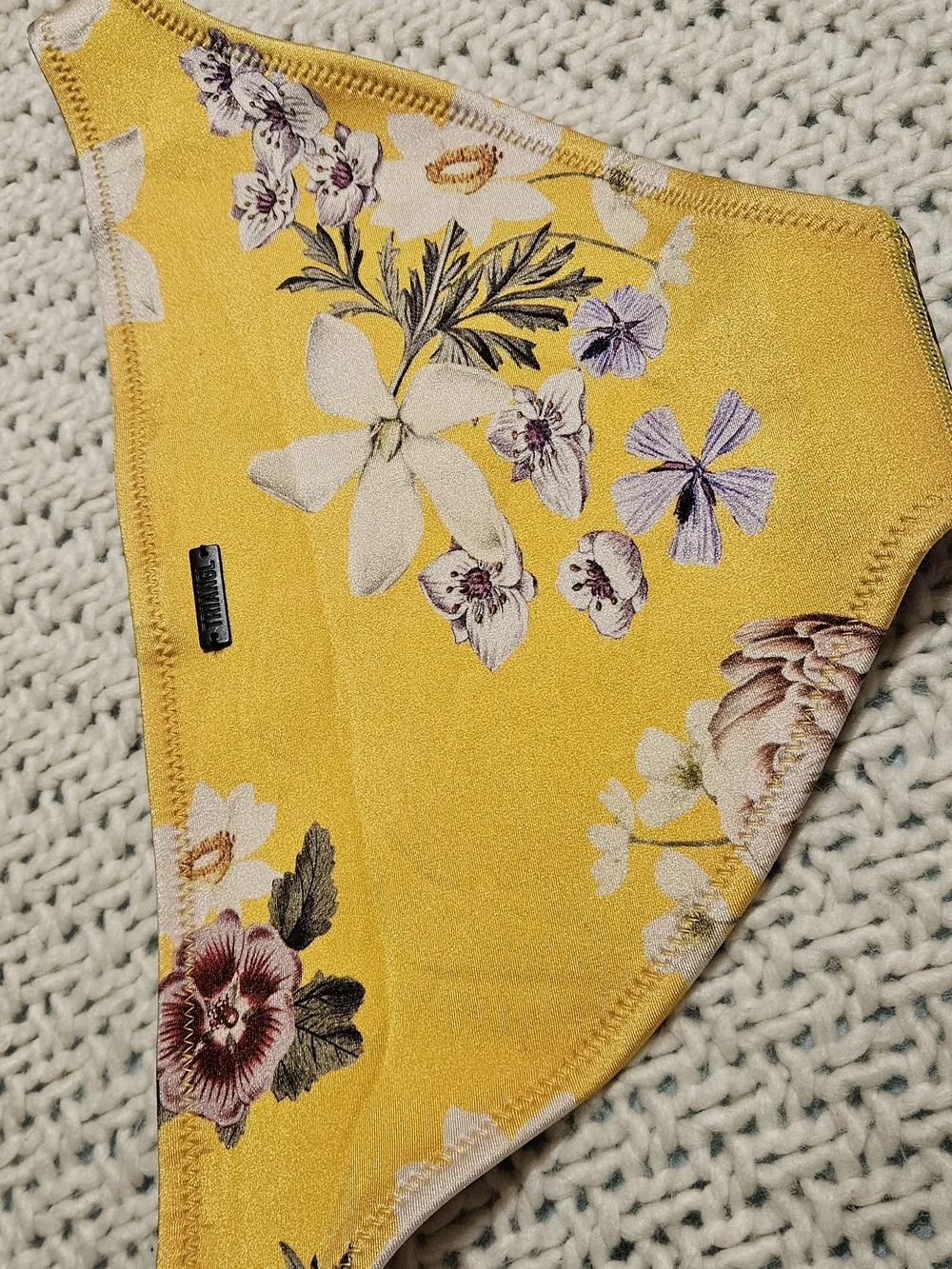 triangl swimwear Yellow Floral Bikini Bottoms with Pink Lining